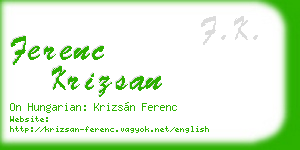 ferenc krizsan business card